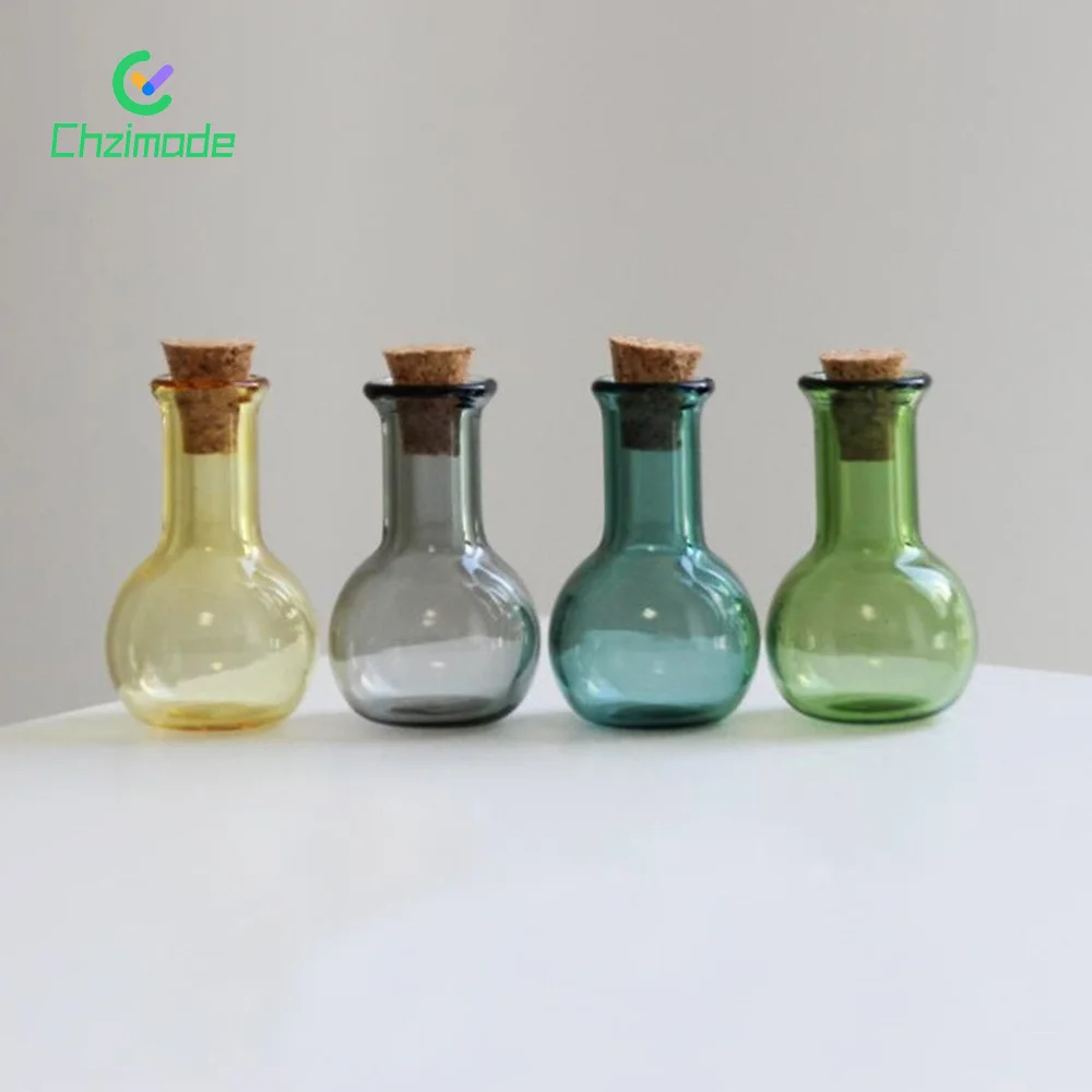 

3 шт., цветные стеклянные мини-бутылки для украшения кукольного домика