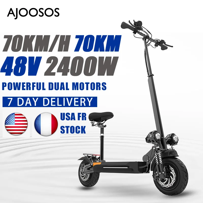 

Endurance 70KM Electric Scooter 10'' Pneumatic Tire Dual Motors Electric Scooters Adults Warehouse in USA&EU With Seat Version