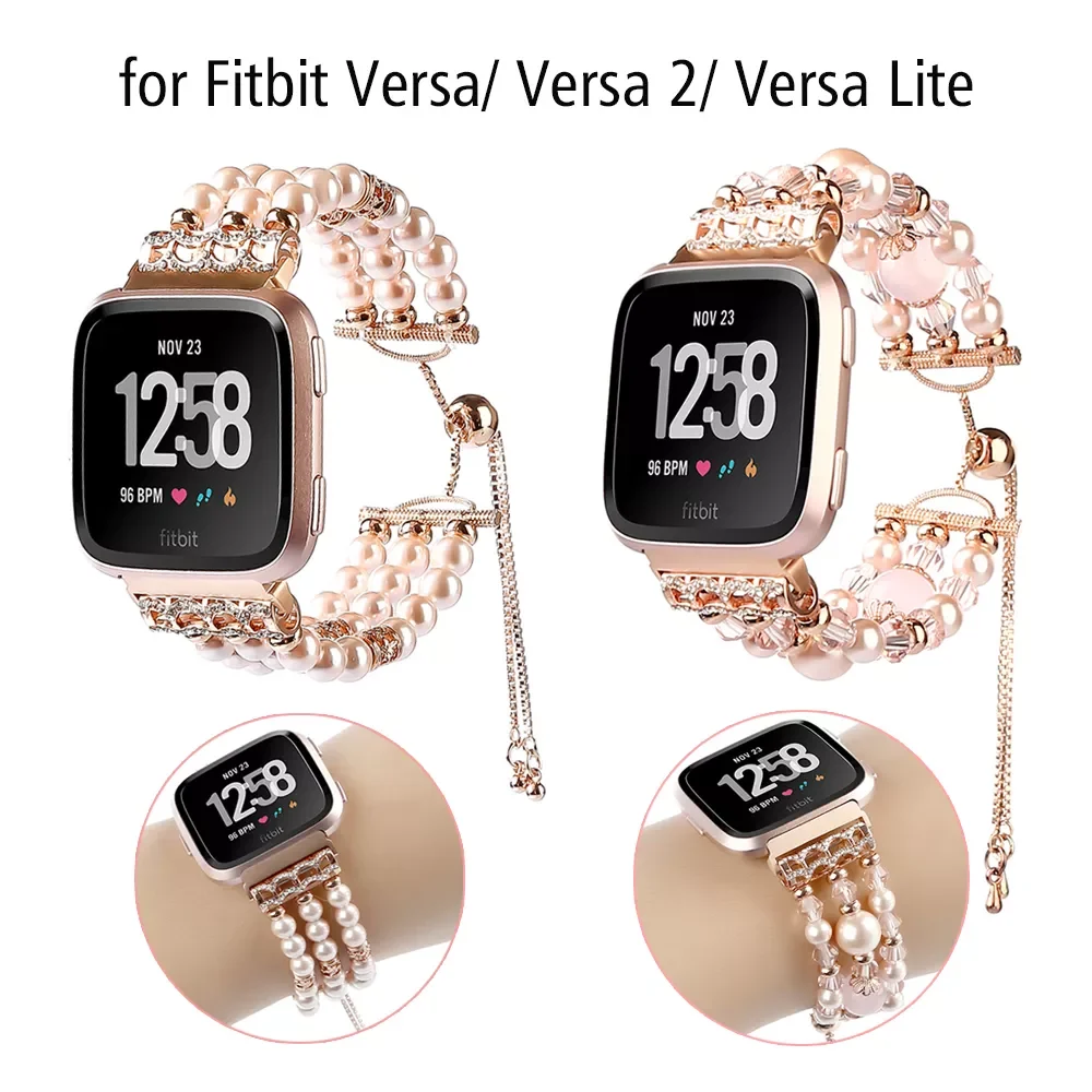 

NEW2023 2 Bracelet Replacement for Fitbit Lite Bands Accessories Strap Stretch Elastic Pearls correa pulseira Woman Luxury