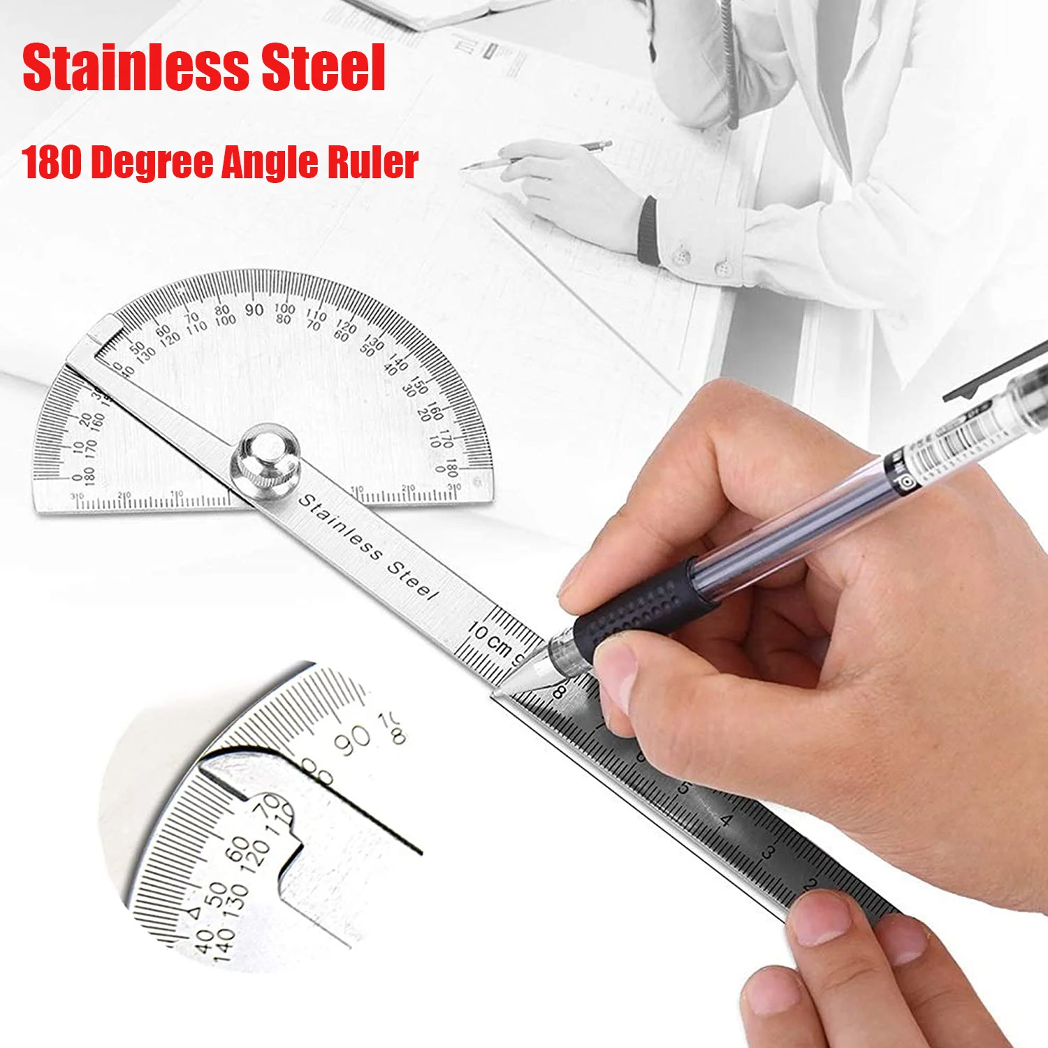180 Degree Protractor Metal Angle Finder Goniometer Ruler Stainless Steel Woodworking Tools Rotary Measuring 100/150 |