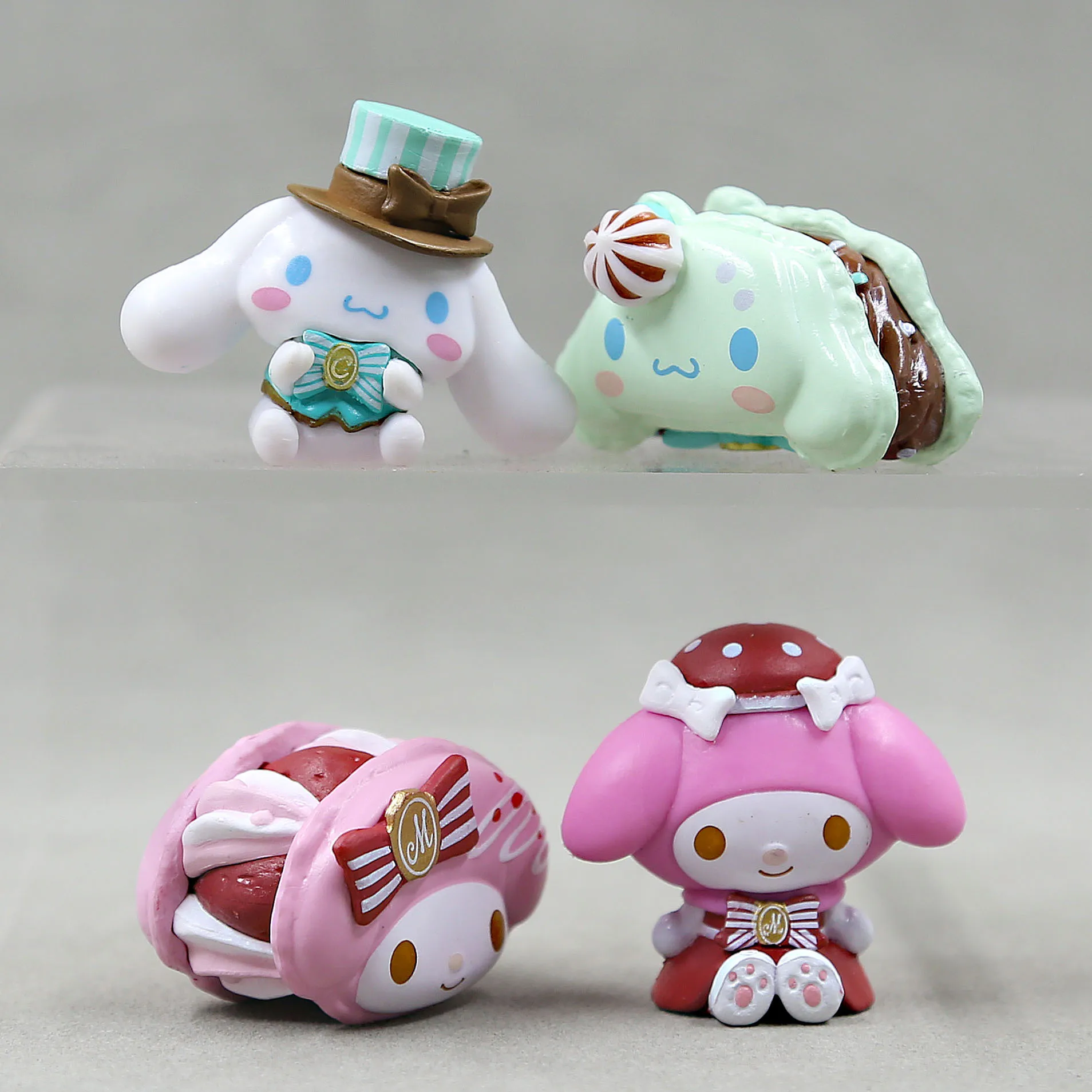 

Cute Sanrio Kawaii Cinnamoroll Pachacco Kuromi Action Figures Afternoon Tea Dessert Macaron Decoration Birthday Gifts Model Toys