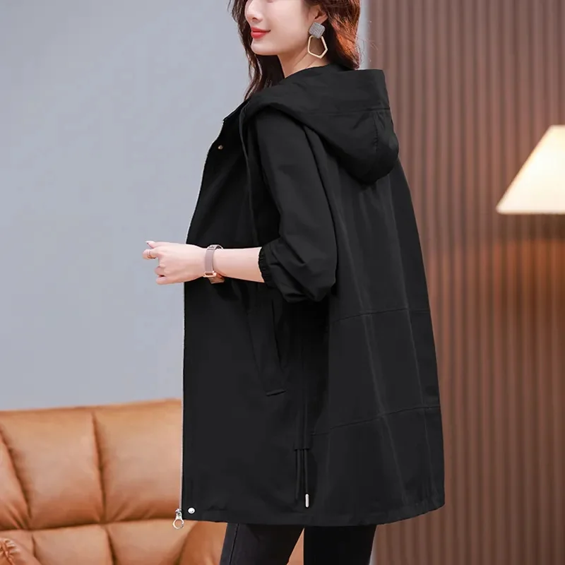Ветровка женская на весну и осень новинка 2024 Женское пальто средней длины с