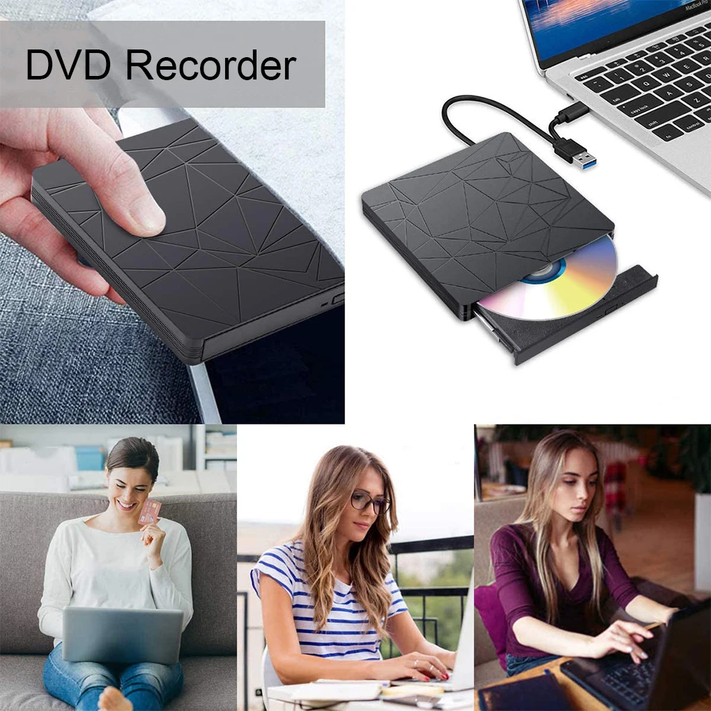 

DVD Drive CD Burner Driver Drive-free Recorder Professional External Player Scratch Proof Writer Reader with Date Cable