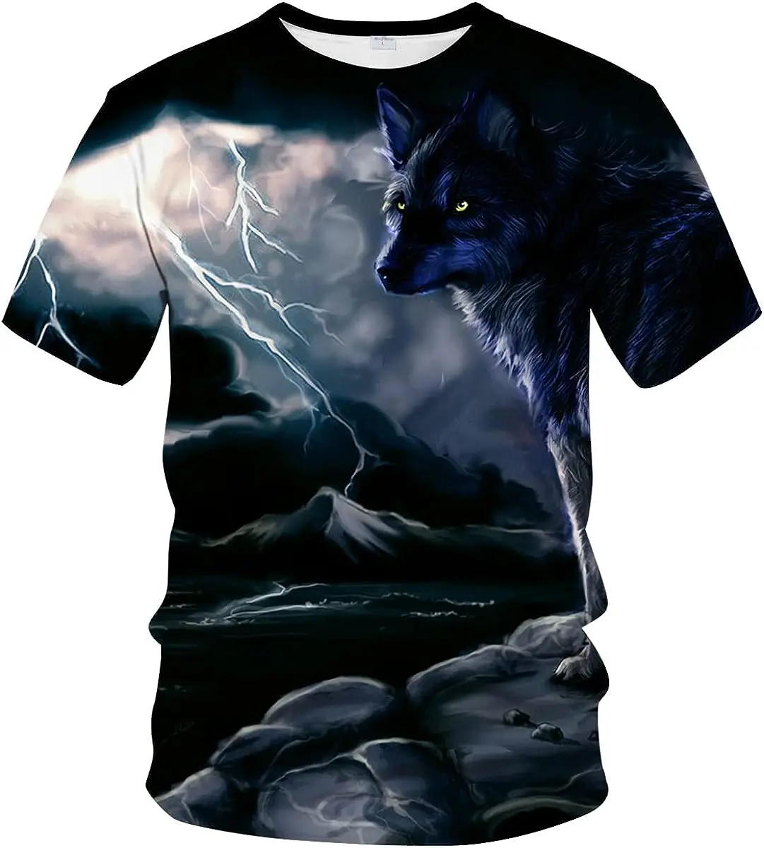 

Unisex 3D Printed Short Sleeve Wolf T-Shirt Fashion Crew Neck T-Shirts
