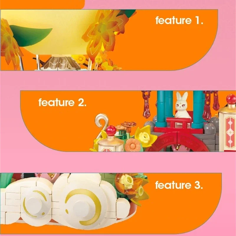 SEMBO BLOCK Moon Jade Rabbit Строительные блоки Фестиваль середины осени Украшения Игрушки