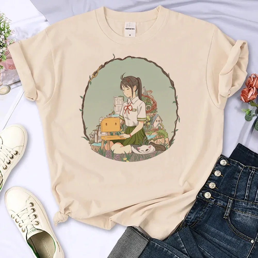 

Suzume top women anime Tee girl anime designer manga clothing