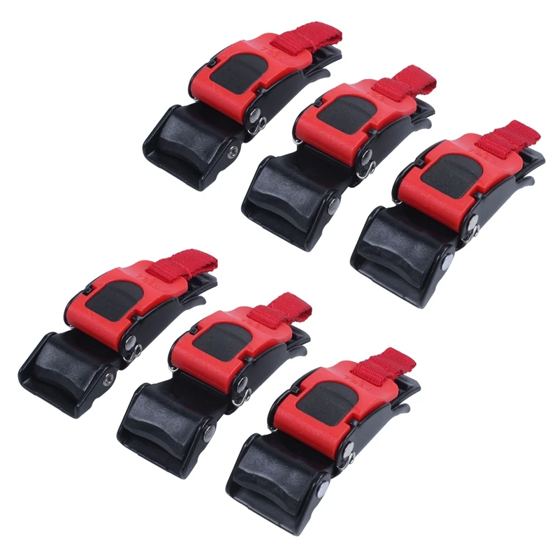 

6X Plastic Motorcycle Helmet Speed Clip Chin Strap Quick Release Pull Buckle New Black+Red