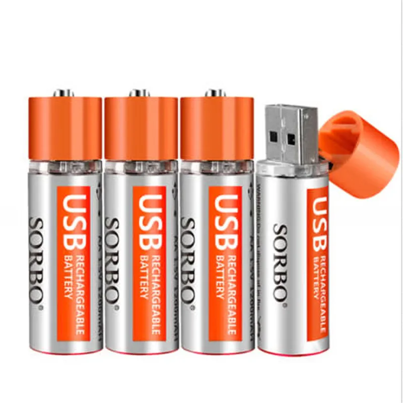 

2022 Hot Sale 1 2 4 6 PCS 1.5V 1200mAh USB 18650 Rechargeable Battery 1 Hour Quick Charging AA Li-po Battery