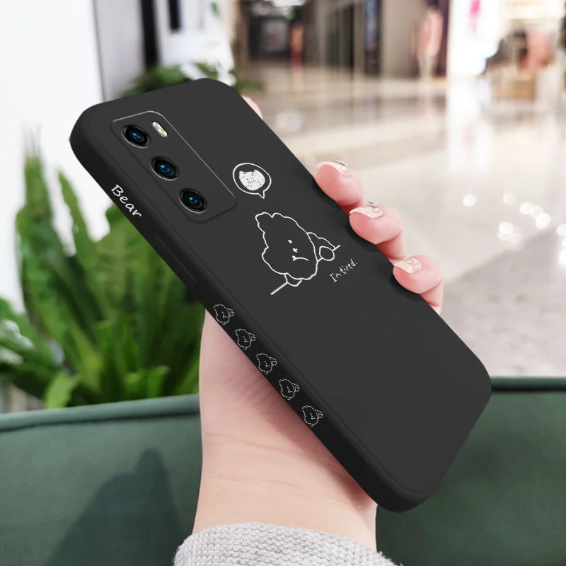 Thinking Bear Phone Case For Huawei P40 P50 P30 P20 Pro Lite Nova 5t Y7A Mate 40 30 20 Pro Lite Liquid Silicone Cover