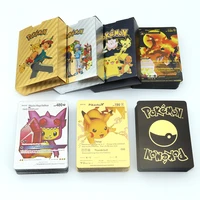 pokemon metal gold sliver cards spanish english pikachu charizard vmax gx rare hobbies collection gift boys battle