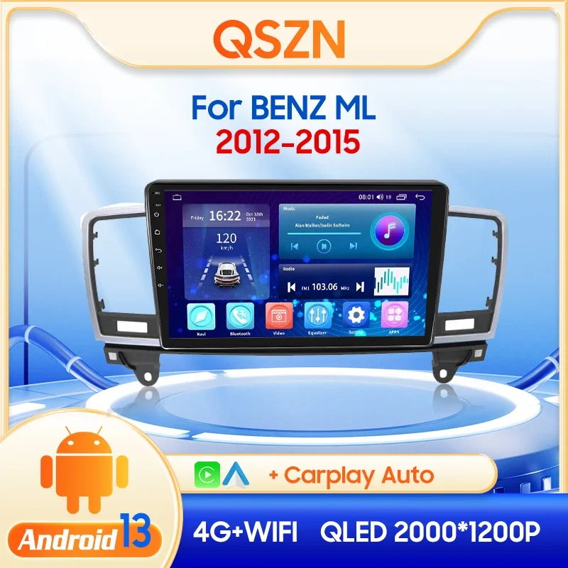 Мультимедийный видеоплеер QSZN для Mercedes Benz ML W166 2012-2015 2din Android 13 0 автомобильное радио