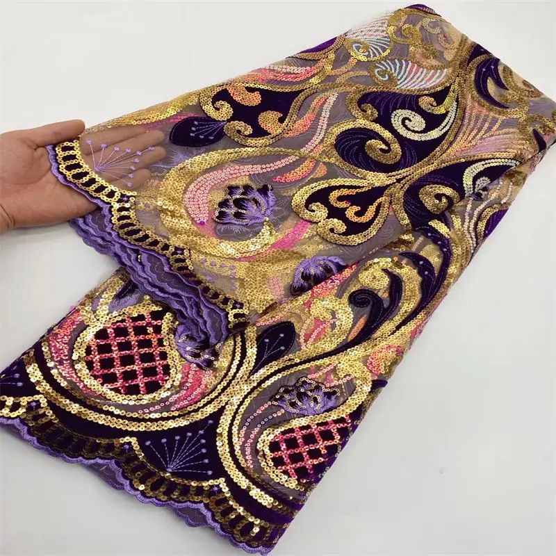 

Африканская бархатная кружевная ткань 2022, высококачественные блестки, кружевной материал, французские камни, кружевная ткань для свадебного шитья