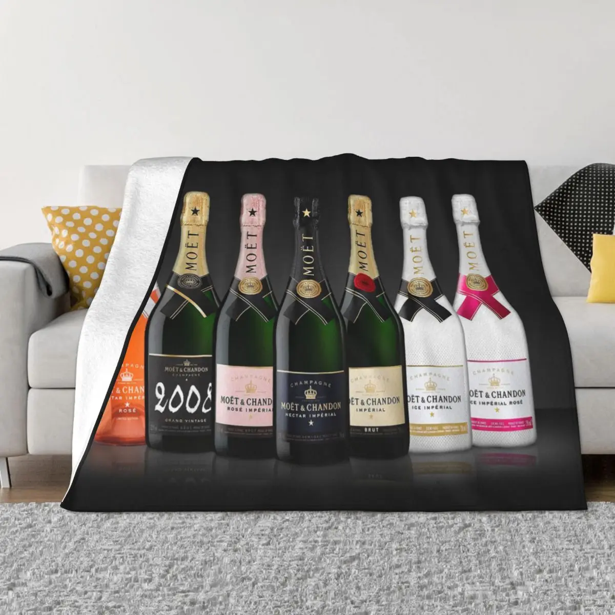 

French Moet & Chandon Blankets Fleece Print Champagne Multifunction Super Soft Throw Blankets for Home Outdoor Rug Piece