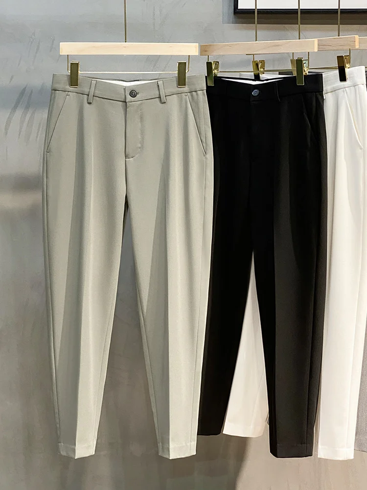 Летние драпированные маленькие брюки из ледяного шелка мужские модные