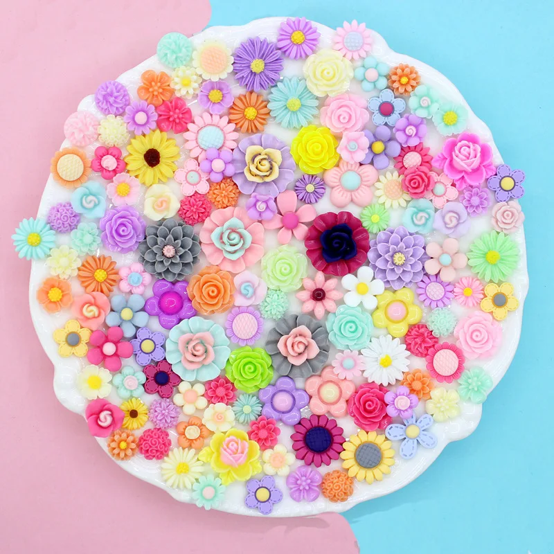 

10PCS Flower Material Kit 3D Resin Flat Cabochons Embellishment Hairpin Phone Decor Simulation DIY Accessories Scrapbook Craft