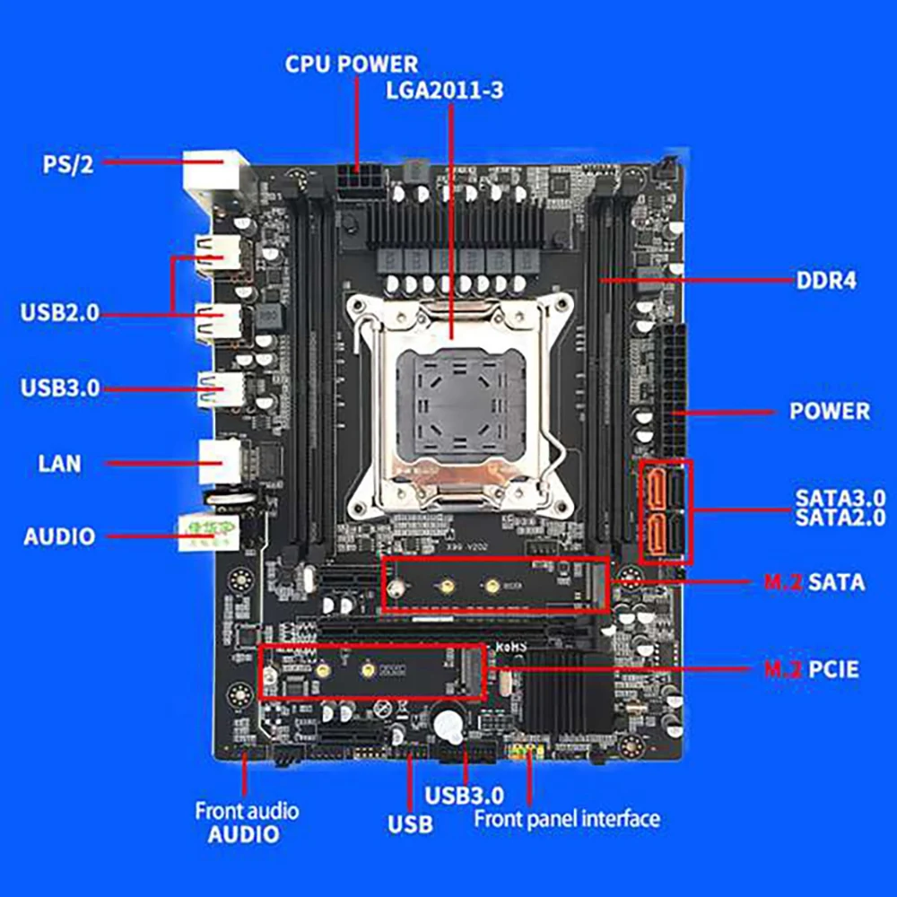 Набор материнской платы X99 с ЦПУ E5 2650 фонарь 4XDDR4 REG ECC память USB3.0 M.2 NVME SATA3.0 для ЦП Xeon