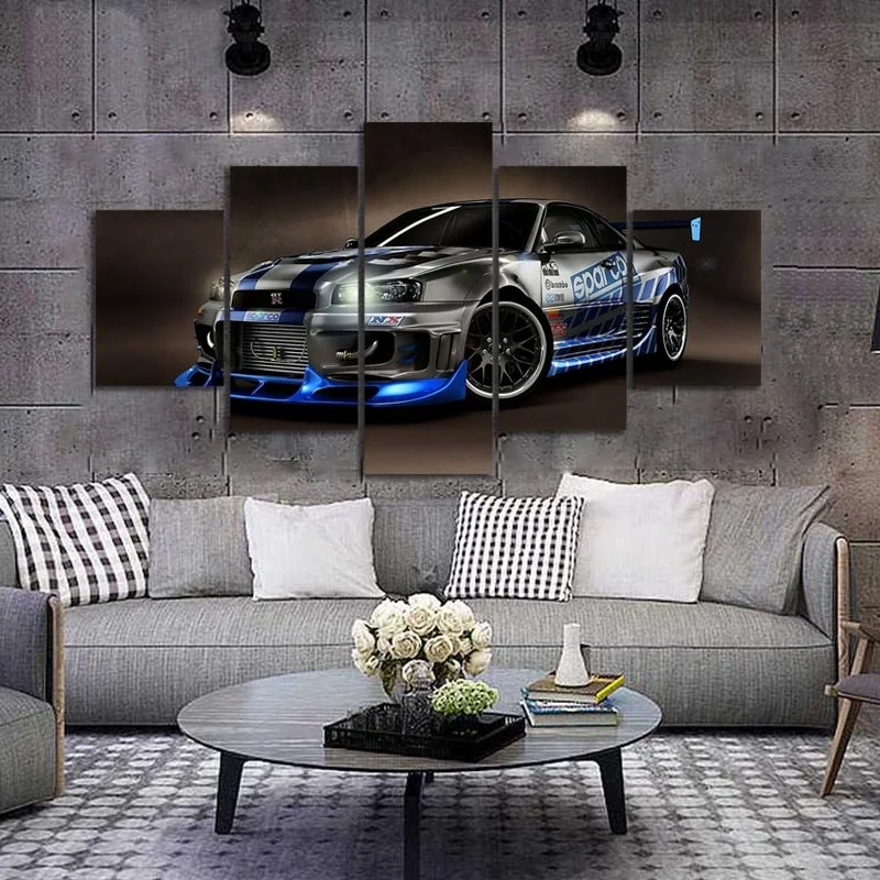 

Unframed 5Pcs Nissan GTR Super Sports Car Cuadros Canvas HD Posters Wall Art Picture Paintings for Living Room Office Home Decor