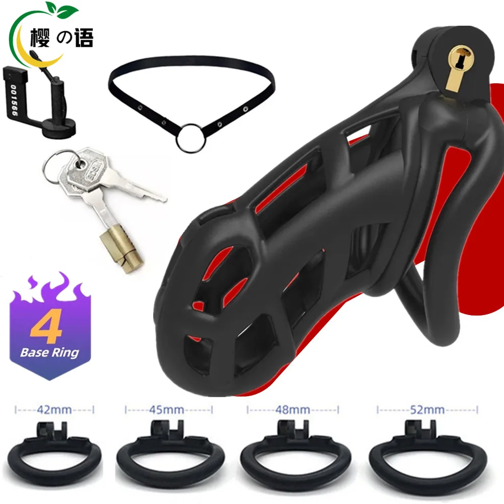 

Resin Male Chastity Device Cobra Cock Cage With 4 Penis Ring Sleeve Lock Dick BDSM Bondage Belt Fetish Sex Toy For Men 18 Adults