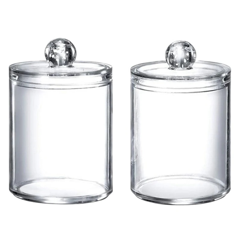

2PCS Makeup Organizer Storage Box Bathroom Accessories Cotton Swab Bath Salt Cotton Ball Acrylic Storage Tank