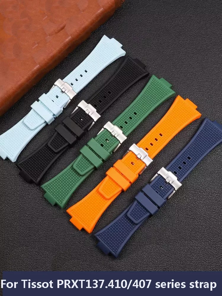 

High Quality Fluororubber Watchband for Tissot PRX Series T137.407/T137.410 Men's Casual Fashion Replacement Watch Strap 12mm