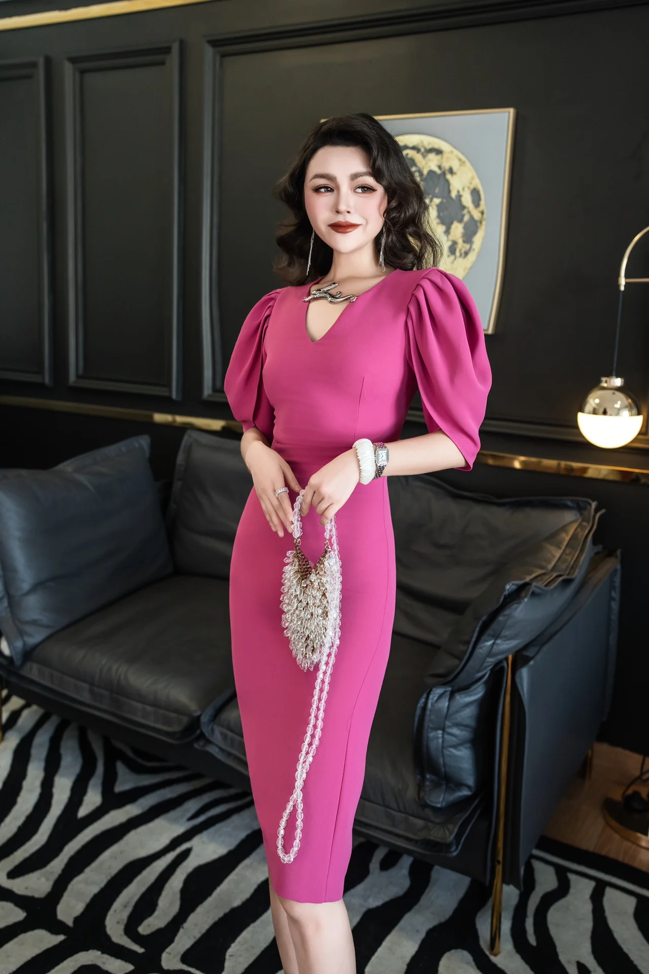 

2023 осень/зима модная новинка Женская одежда платье с пышными рукавами 0912