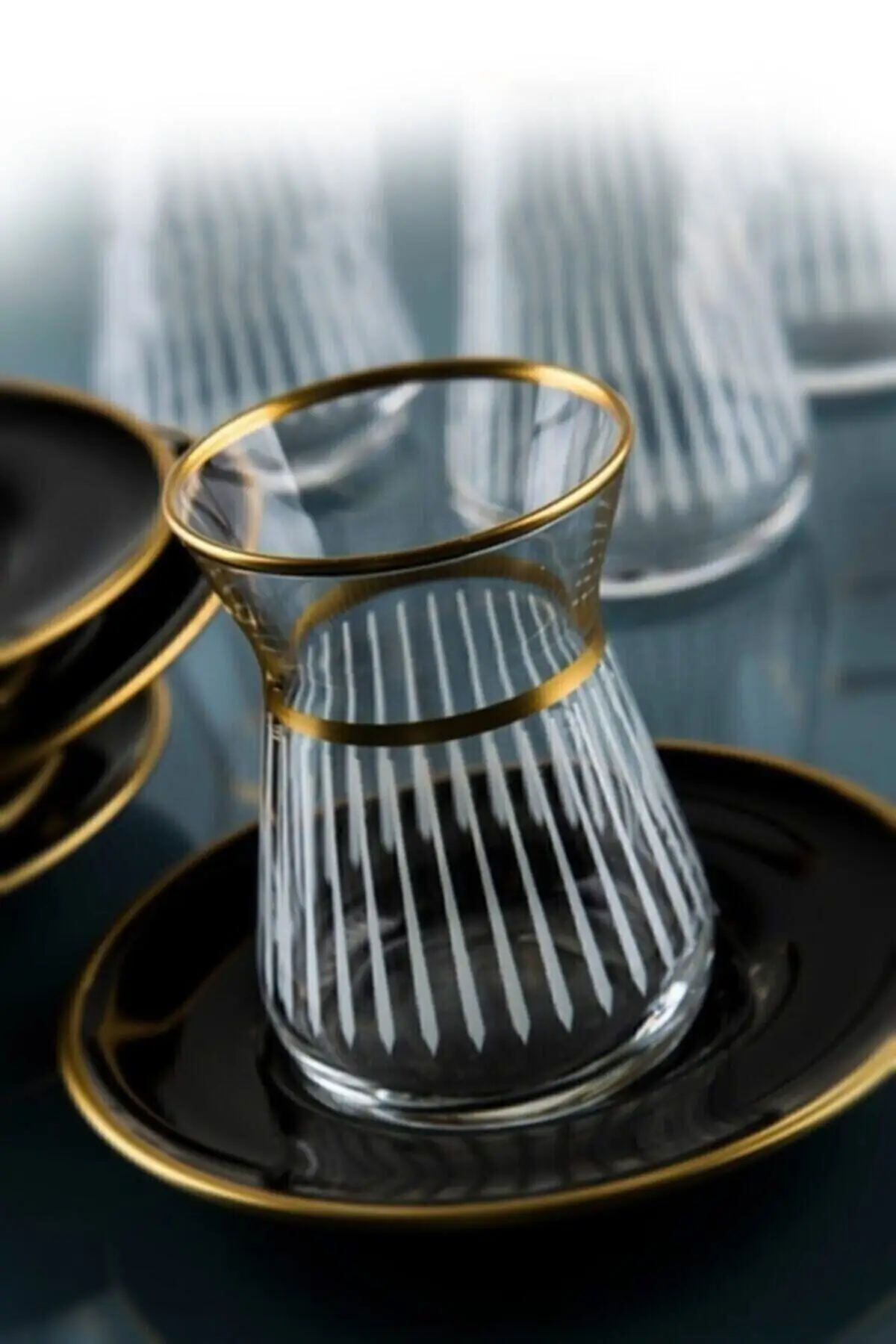

Turkish Tea Glasses and Saucers Set Handmade 12 Pieces Tea Set for 6 Persons