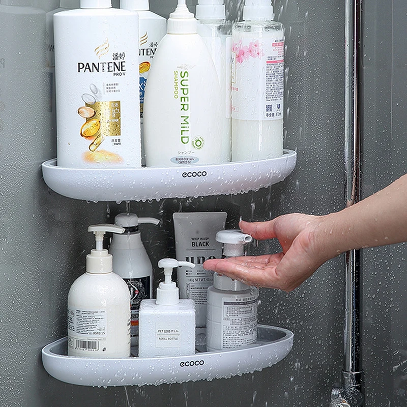 

Bathroom Storage Shelf Shower Snap Up Corner Shelf Shampoo Holder Basket Shelf Wall Shelves For Shelving Kitchen 1pcs