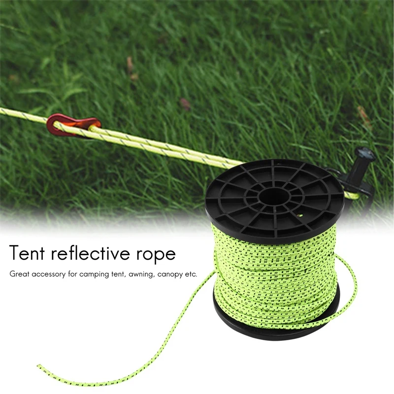 4Mm 50M/16.4Ft Glow In The Dark Luminous Reflective Tent Rope Guy Line Camping Cord