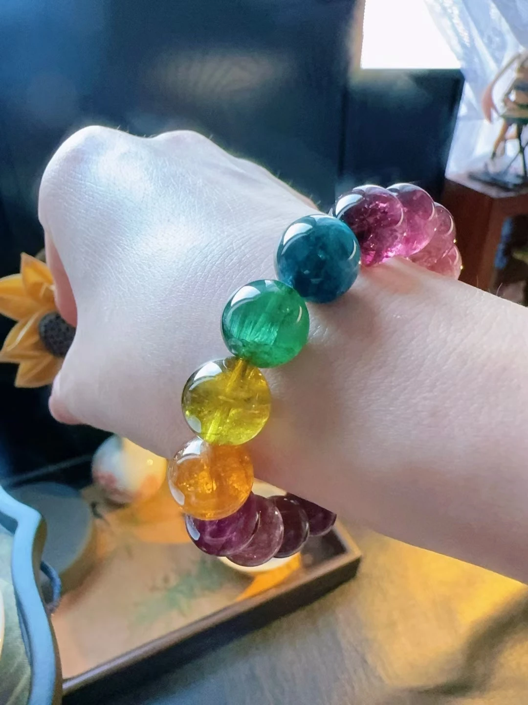 Натуральный красочный красный турмалин прозрачные бусины браслет 11 4 мм синий