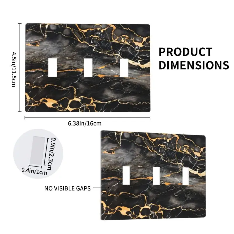 Тройной переключатель с мраморным принтом декоративная панель черного и