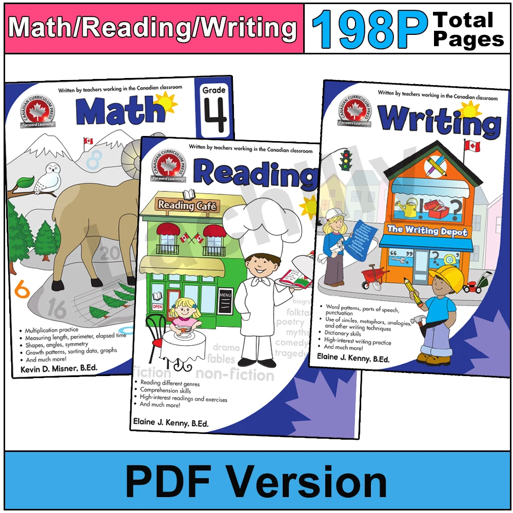 

198P Math / Reading / Writing Exercise Book Workbook for Kids Children Learning Toys Multiplication Division Printable PDF Files