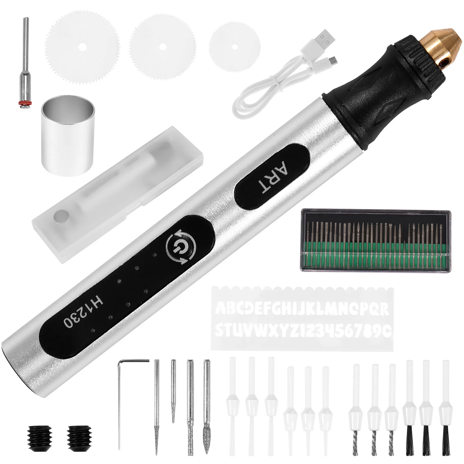 

Cordless Rotary Tool Adjustable Speed Mini Electric Grinder Rechargeable Handheld Engraving Pen with 3 Speed and 300mAh Battery