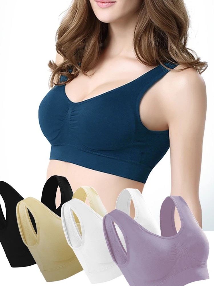 Women's seamless Bra No pad Brassiere Underwear chest sleep yoga sports bra vest Big Size Top Cotton Bralette