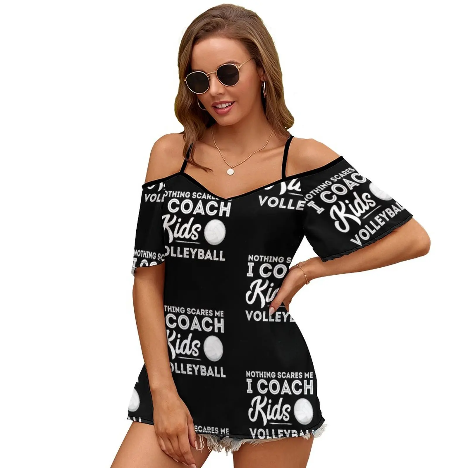 Женская летняя футболка с V-образным вырезом и цветочным принтом