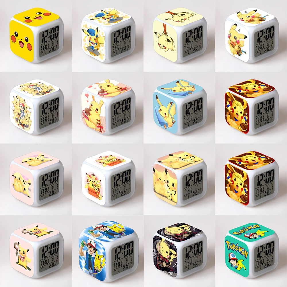 

Pokemon Alarm Clock Toys Anime Figures Pikachu Pokemon Night Lights Bright Led Lamp Back Alarm Clock Bedroom Decoration Gifts