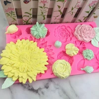sugar turned flowers petals leaves chrysanthemums daisies imitation real roses diy sunflower cake decoration mold silicone