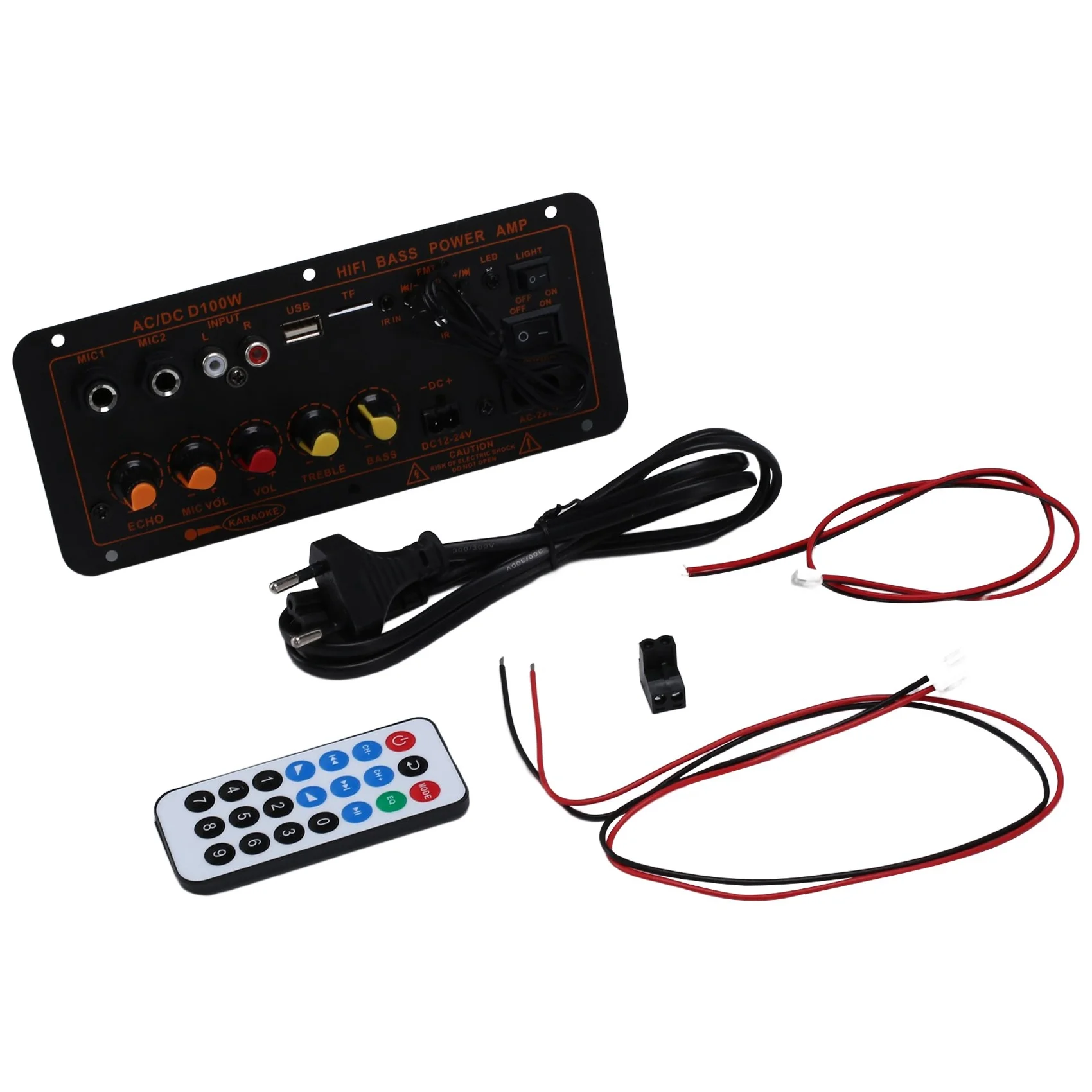 

Bluetooth Audio Amplifier Board 100W Subwoofer Dual Microphone Amplifiers Module for 8-12 Inch Speaker EU Plug