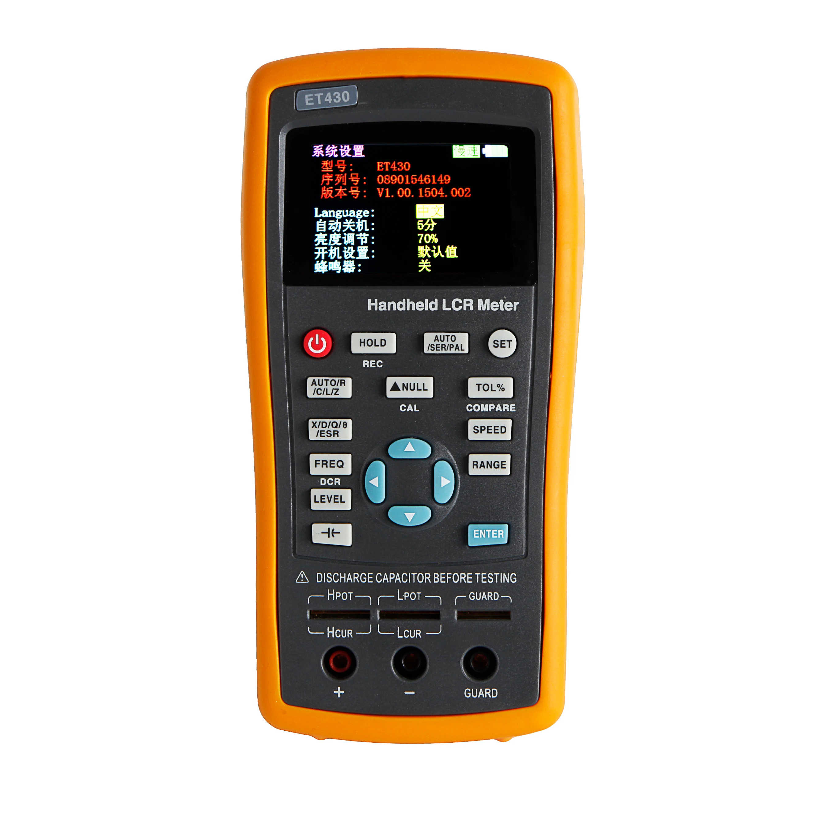 

Handheld LCR Meter ET433 100KHz LCR-Digital Bridge Capacitance Inductance Resistance