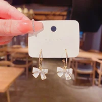 s925 silver needle white bow earring earrings female fashion creative simple c shaped earrings temperament exquisite ear jewelry