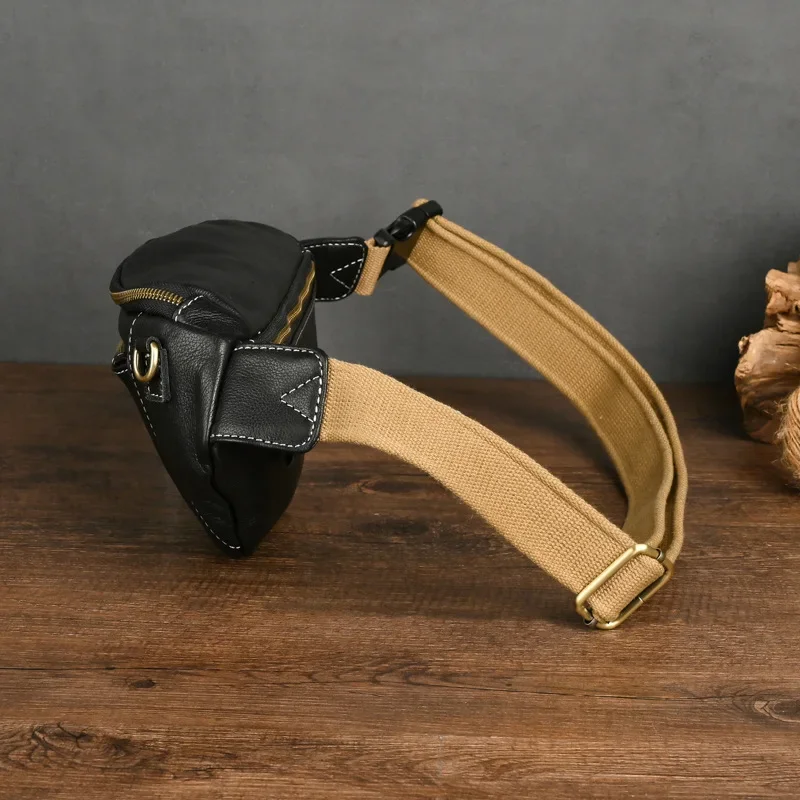 Кожаная мужская сумка 2025 года многофункциональная поясная из воловьей кожи