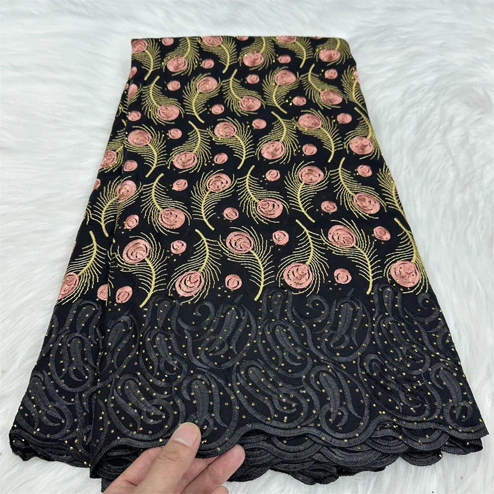 5 ярдов белая Африканская Хлопковая кружевная ткань швейцарская вуаль кружева