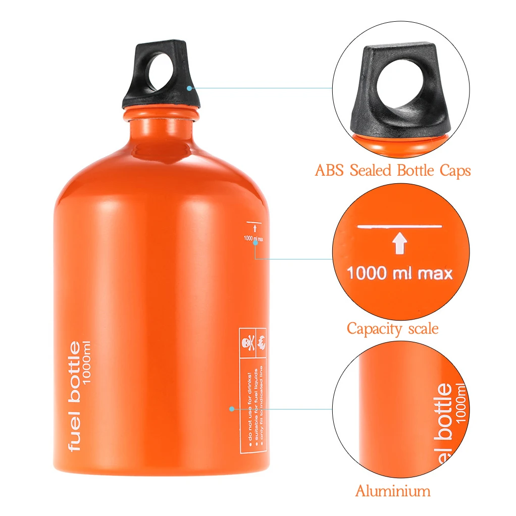 

1L Fuel Bottle Emergency Fluid Fuel Storage Can Aluminum Empty Oil Bottle Fuel Storage Tank for Outdoor Camping Picnic Barbecue