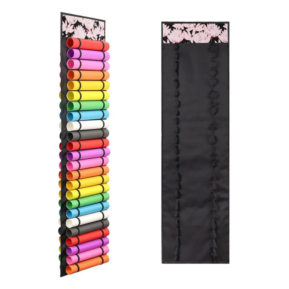 

48 Grid Vinyl Roll Storage Bag Space Saving Elastic 600D Oxford Cloth Wall Mounted Vinyl Roll Holder Behind The Door