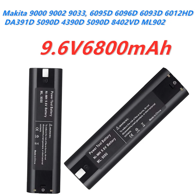 

9.6 V 6.8 Ah NI-MH Battery Replacement for Makita 9000 9002 9033, 6095D 6096D 6093D 6012HD DA391D 5090D 4390D 5090D 8402VD ML902
