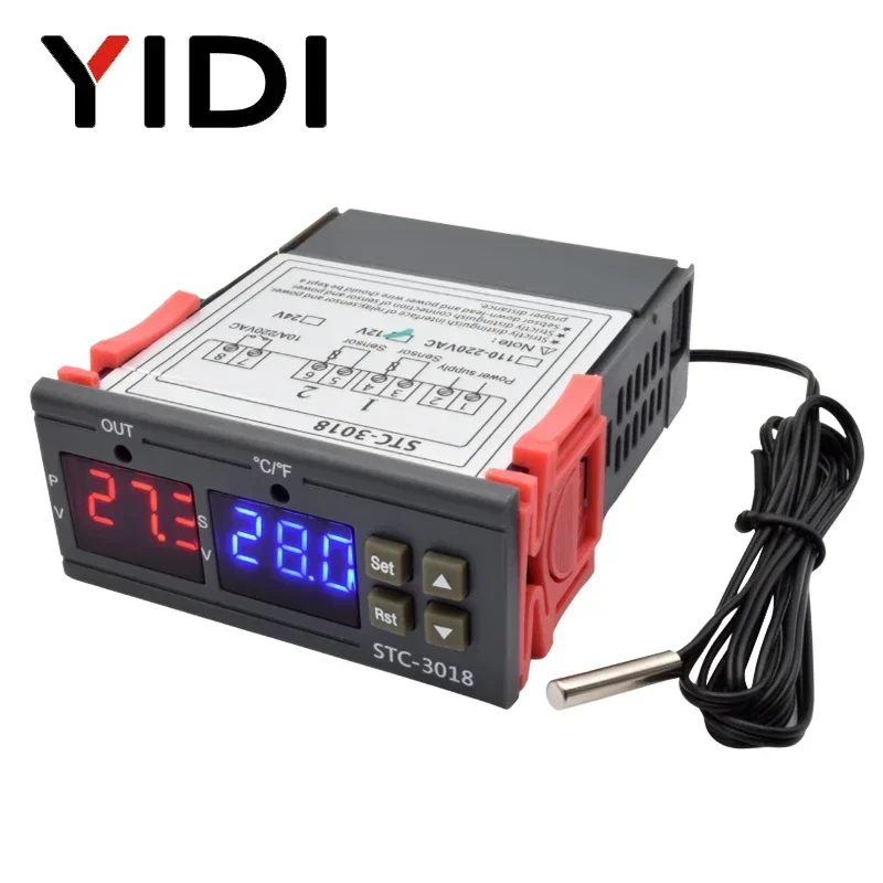 

STC-3018 светодиодный цифровой Microcompute Температура контроллер терморегулятор реле обогреватель радиатор '/' Дисплей инкубатор термостат