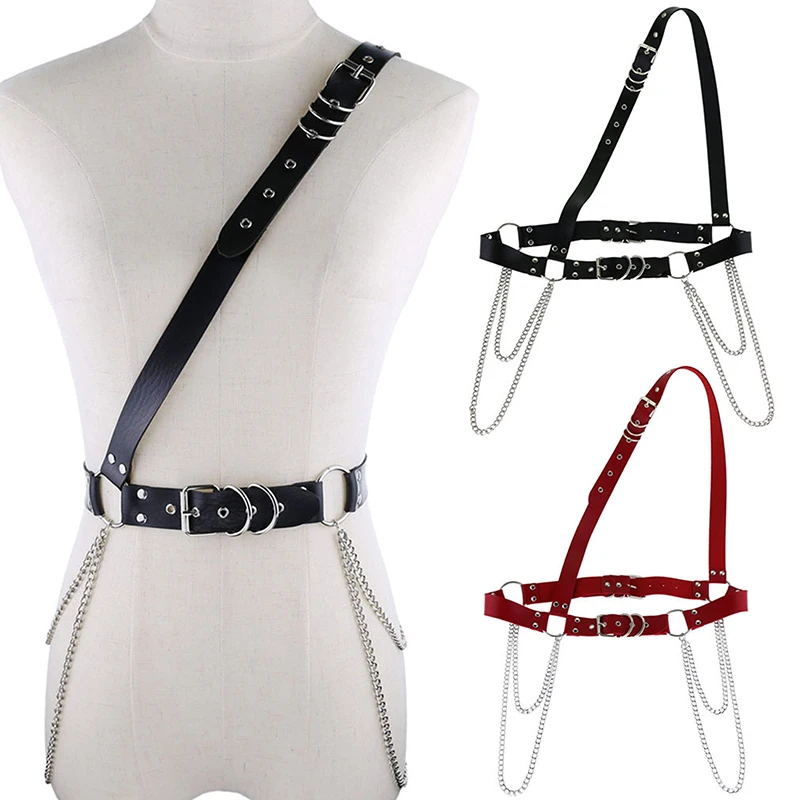 

Fashion Trend Women Gothic PU Leather Harness Belts Body Bondage Waist Straps Punk Rock Stylish Accessories Lady Party Belt Gift