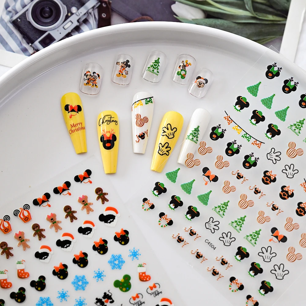 6 шт. набор стикеров с Микки Диснеем для дизайна ногтей каваи Маус детская