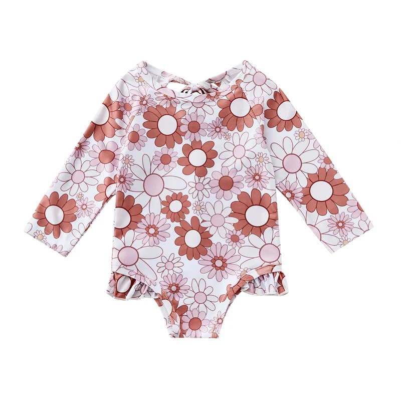 Купальник для маленьких девочек с принтом солнца и радуги/подсолнуха купальник