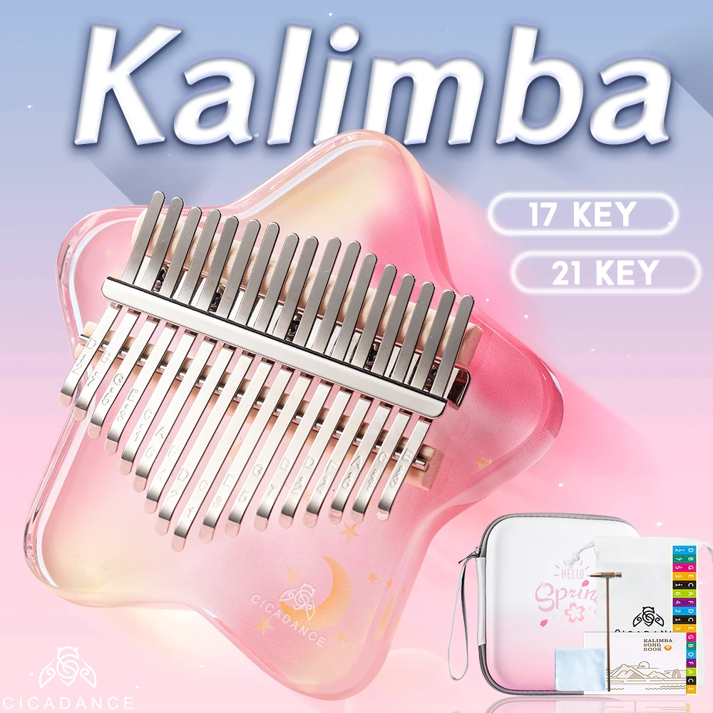 

CICADANCE Kalimba 17/21 клавиши звезды форма большого пальца акриловая клавиатура Calimba Музыкальные инструменты Mbira подарки для детей и взрослых