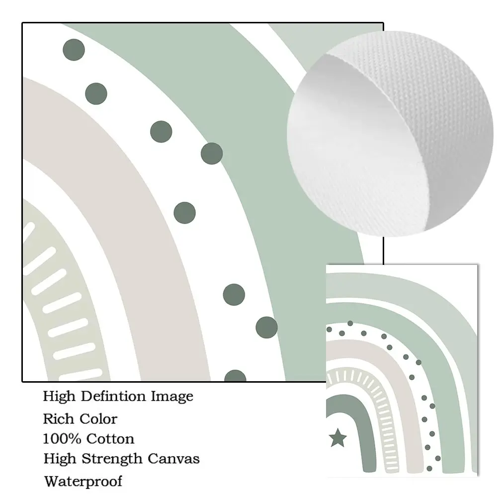 Плакат с изображением Зеленой Горы Солнце Радуга холст пятно художественные